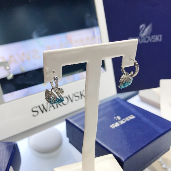 New Swarovski Iconic Swan Earrings 5512577 For Swarovski Sterling 